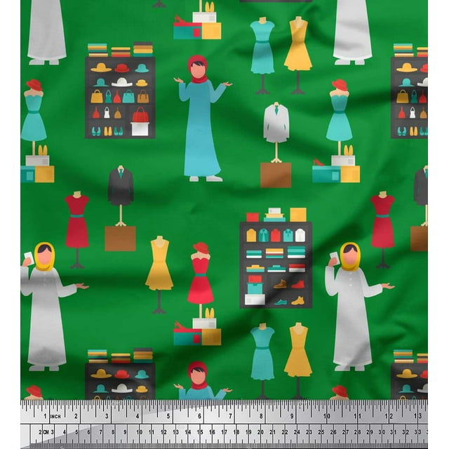 Soimoi Vert Moss Georgette Tissu Accessoires Mode Impression Couture Tissu Yard 42 Pouces de Large