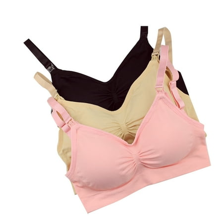 FeelinGirl Women's Multi-Colored 3PCS Breastfeeding Bra