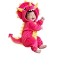 thumbnail image 4 of KPOPLK Dino Infant Romper Hooded Outfit Unisex Halloween Bodysuit Long Sleeve Zipper Jumpsuit Bodysuit for 3 6 9 Months(Hot Pink,6-9 Months), 4 of 8