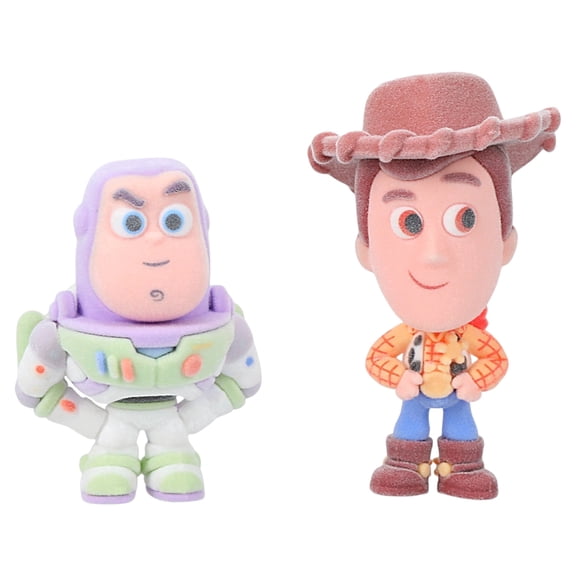 Disney Pixar Toy Story Woody and Buzz Lightyear Flocked Figures 2-Piece Set, Collectible Mini Figurines