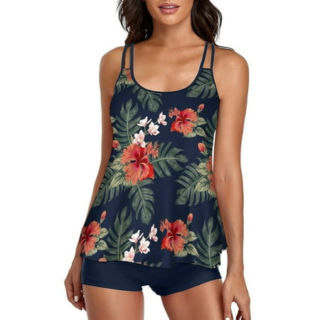 Suits Control Tankini Flowy Bathing Tank Swimwear With Boyshorts Piece Swimsuits Top Two Tummy For Women Swimwears Tankinis Set