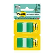 Post-it Flags, 1 in. Wide, Green, 50/Dispenser, 2 Pack