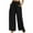 Black, variant on Straight Pants for Women Ruffle Elastic High Waist Wide Leg Pants Drawstring Pockets Lounge Pants