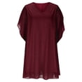 thumbnail image 6 of Daiosportswear Women'S Sparkly Cocktail Dresses for Wedding Guest Flutter Sleeve Loose Chiffon Party Dress,Women'S Short-Sleeved Dress Wine L(L), 6 of 8