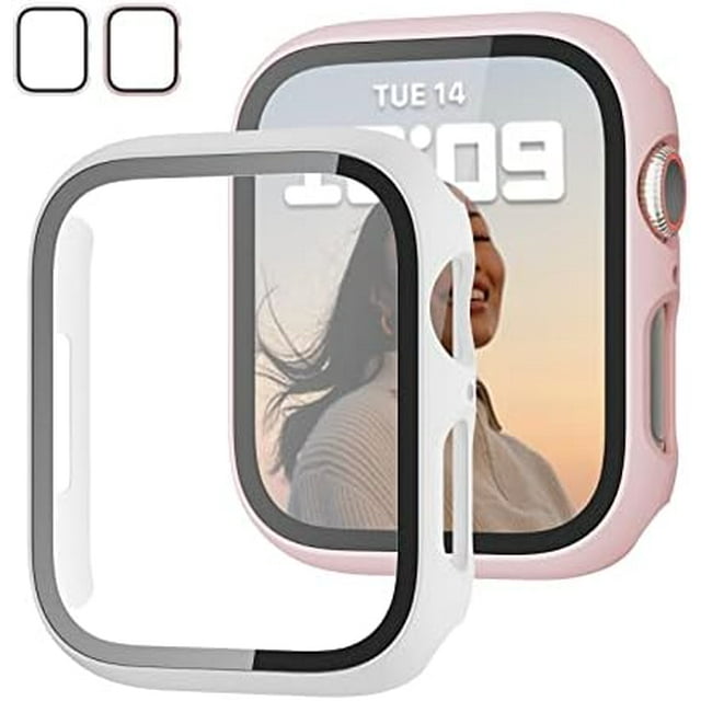 2 Pack Case with Tempered Glass Screen Protector for Apple Watch SE(2023) Series 6/5/4/SE 40mm JZK Slim Guard Bumper Full Coverage Hard PC Protective Cover HD Ultra-Thin Cover for iWatch