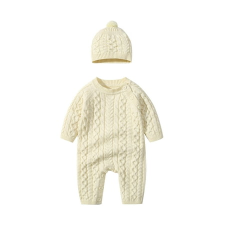 

nsendm Fleece Jacket Toddlers Newborn Toddler Baby Girls Boys Solid Spring Winter Long Sleeve Christmas Outfits Boys Sweater Beige 0-3 Months