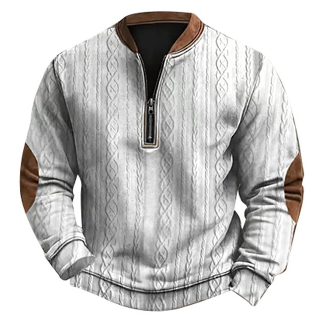 Tricot Imprimé Numérique 3D Automne Hiver 2024 Mode Décontractée pour Hommes Demi-Fermeture à Glissière Col Rond Sans Capuche Confortable Élégant