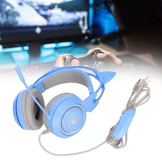 SYG25 Cat Ear Gaming Headset Surround Sound Clear Voice USB+3.5mm for