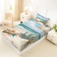 thumbnail image 4 of Castle Fairy Soft Watercolor Beach Chair Twin Sheets 3pcs,Umbrella Seashell Palm Summer Print Bedding,Cream Sky,1 Fitted Sheet,1 Flat Sheet and 1 Pillowcase, 4 of 6