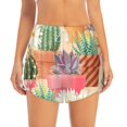 thumbnail image 2 of Yiaed Succulent And Cactus Print Women's Running Shorts with Liner 3 Zipper Pockets Elastic Workout Athletic Gym Yoga Shorts-Large, 2 of 7