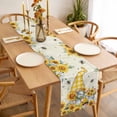 thumbnail image 3 of Sunflower Gnomes Table Runner - 120 Inch Long, Kitchen Dining Table Runner Dresser Scarves, Yellow Sunflower Vintage Leaves Bee Farmhouse Decor for Coffee Tables Wedding Party Banquet, 3 of 8