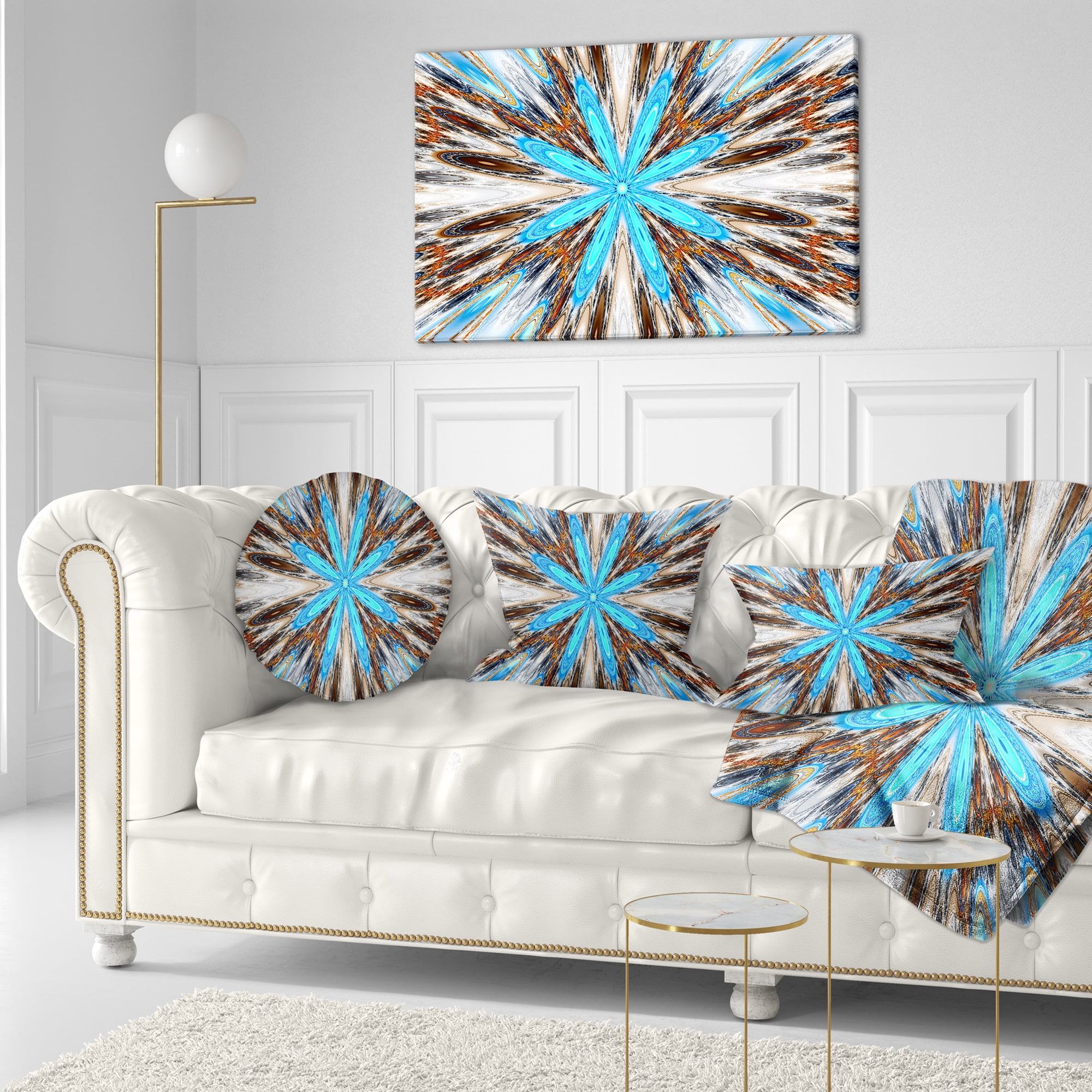 Designart Flowers with Radiating Rays - Abstract Throw Pillow - 12x20