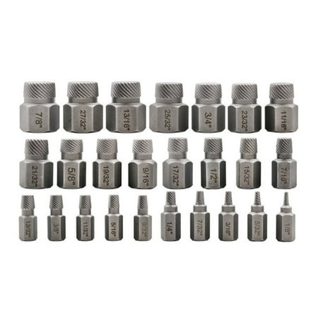 

On Sale Jiikun 1X Hexagonal Screw and Bolt Extractor 25 Pieces Drill Bit 25Pcs Screw Extractor Set Hex Head Multi Easy Out Extractor Set Molybdenum Alloy Steel Rounded Remover