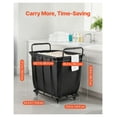 thumbnail image 3 of Rolling Laundry Cart, Heavy Duty Utility Cart with Waterproof Liner - 260 LBS Capacity - Swivel Wheels, Black, 3 of 9