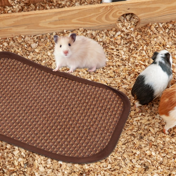 KONTONTY 2- Grass Mats for Bunnies Chewing and Sleeping, Natural Rattan Light Brown Pet Accessories