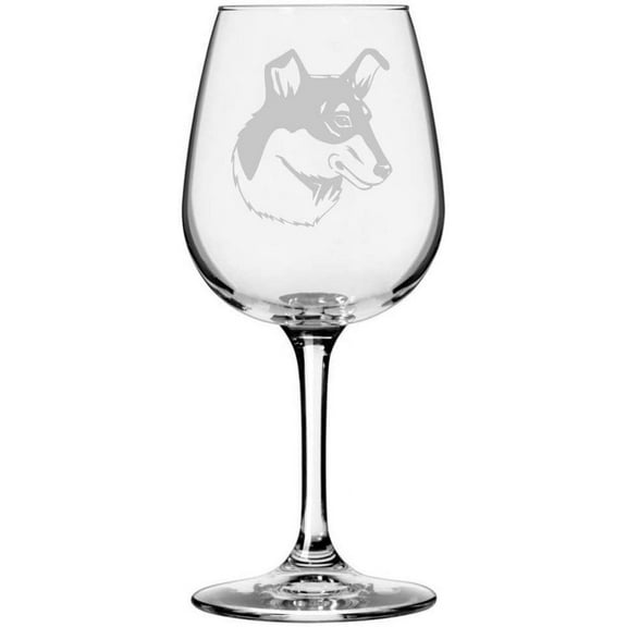 Smooth Collie Dog Themed Etched 12.75oz Libbey Wine Glass