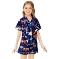 thumbnail image 1 of Kids' 4th Of July Printed Satin Pajama Set Short Sleeve, 1 of 4
