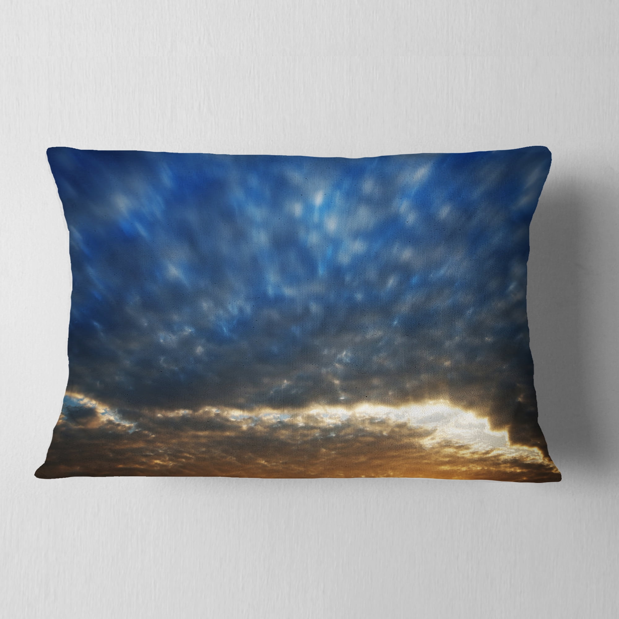 Designart 12" x 20" Blue Polyester Throw Pillow