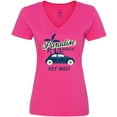 thumbnail image 3 of Inktastic Paradise Beach in Key West with Palm Trees and Car Women's V-Neck T-Shirt, 3 of 5