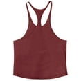 thumbnail image 6 of SSAAVKUY Mens Stringer Tank Tops Muscule Cut Off Bodybuilding Gym Vest Y-Back Workout Sleeveless Tshirt Solid Basic Undershirt Wine S, 6 of 7
