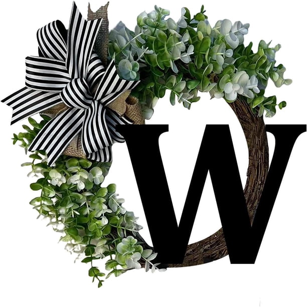Guirnaldas de 26 letras, guirnalda decorativa para colgar en la puerta, decoración del hogar, letras con lazo, colgante de nudo, anillo de ratán, decoración de pared, decoración de ventana, colgante d