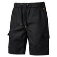 thumbnail image 3 of Mens Casual Drawstring Cargo Shorts Classic Relaxed Fit Elastic Waist Work Shorts with Multi-Pocket, 3 of 7
