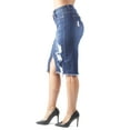 thumbnail image 4 of Fashion2Love Womens Junior Plus Size Juniors below Knee Length Midi Pencil Ripped Denim Skirt, 4 of 10