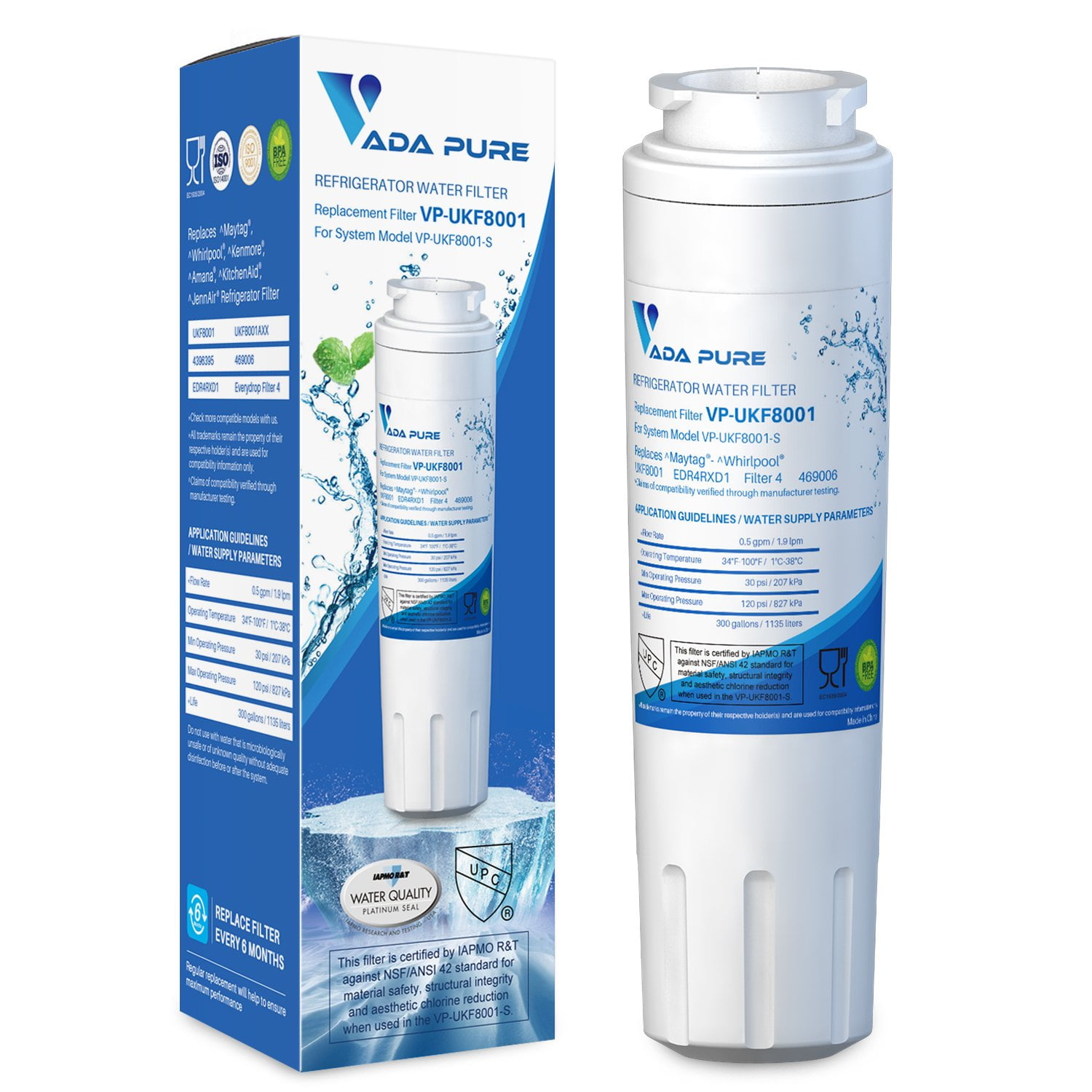 Vada Pure Replacement Refrigerator Water Filter for Everydrop Filter