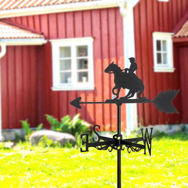 Veleta negra para montar a caballo, accesorios de veleta de Metal, regalo, indicador de dirección del viento para granja, jardín, cabaña al aire libre