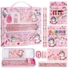 sixwipe Unicorn Stationary Set, 49 Pieces Kids Stationery Gifts Set with Storage Case, School Supplies for Kids Back to School Gifts, Unicorns Gifts For Girls Ages 6 -12 Year Old(Pink)