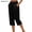 Black, variant on Womens Capri Pants 7/8 Length Linen Button Elastic Waist Casual Cropped Pants Loose Fit Summer Beach Comfortable Bottoms Gray