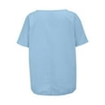 thumbnail image 5 of Women's Short Sleeve T-shirt Women'S Summer Short Sleeve Solid Casual Loose Linen Top,Blue Women's Short sleeve T-shirt S, 5 of 8