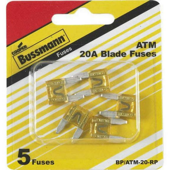 COOPER BUSSMANN BK/ATM-20 FUSE, BLADE, 20A, 32V, FAST ACTING (5 pieces)