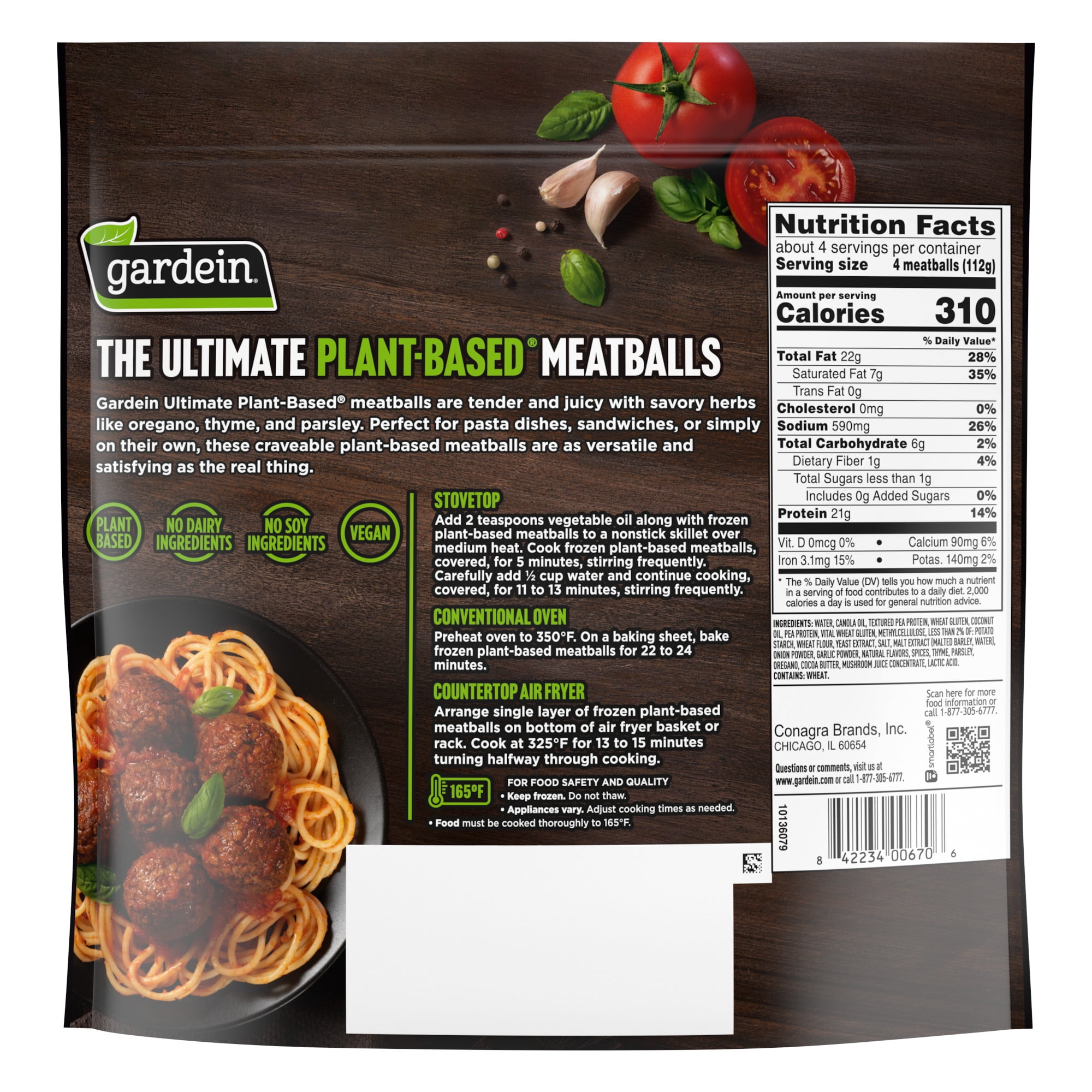 Gardein Ultimate Plant-Based Meatballs, Vegan, Frozen Meat Alternative, 15 oz.