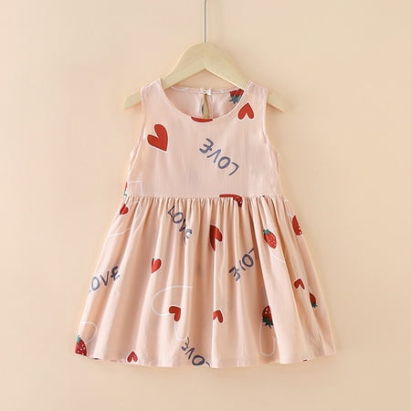

Aayomet Flower Girl Dress Toddler Kids Baby Girls Sleeveless Floral Print Princess Dresses Orange 5-6 Years