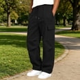 thumbnail image 2 of Hvarlaun Kids Sweatpants Cargo Jogger Pants for Boys and Girls with Pockets, Elastic Waist Drawstring Loose Straight Leg Casual Activewear, Sizes 4-15 Years, 2 of 7