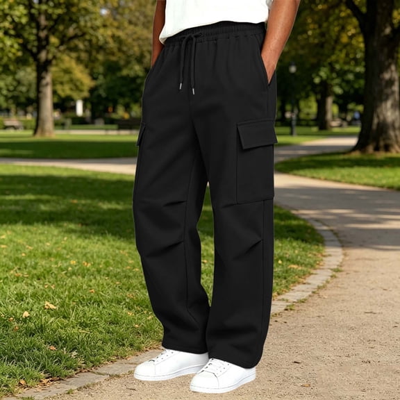 Qodauz Boys Girls Wide Leg Cargo Sweatpants Baggy School Uniform Pants Open Bottom Sweat Pant with Multi Pockets 4-15 Years