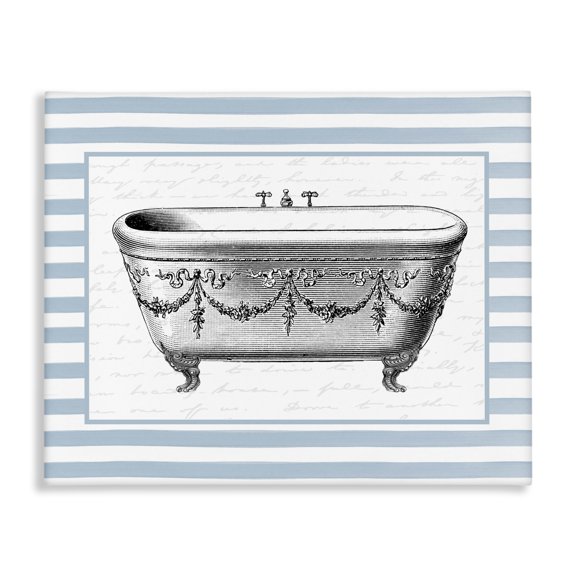 Stupell Industries Traditional Ornate Vintage Tub on Stripes Canvas Art, 20 x 16, by Lettered and Lined