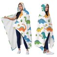 thumbnail image 2 of Wearable Blanket,Colorful Dinosaurs Cacti Pattern Hooded Wearable Flannel Blanket for Adults & Teens,Winter Poncho Shawl Wrap Cape Cozy Anti-Pill,50"x60", 2 of 5