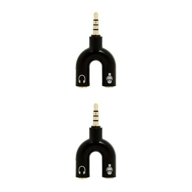 sweethay Divisor de audio de 3,5 mm Tipo U Interfaz de conector estéreo 2 en 1 Convertidor de sonido Auriculares Altavoces Accesorios para tabletas negro negro 2piezas