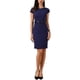 thumbnail image 1 of Vestido de Negocios Chic INSPIRE para Mujer, con Mangas Cortas, Escote en V, Casual, para Oficina, con Cinturón, Vestido Tipo Sheath XL en Azul Marino Oscuro, 1 of 6
