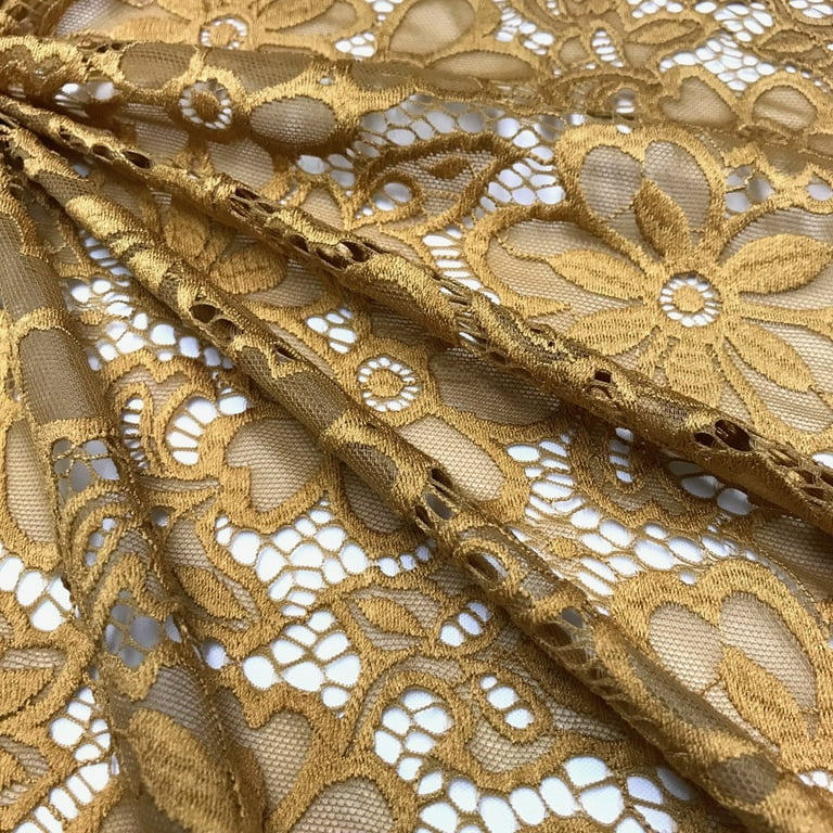 Gold lace fabric with flowers 110mm - 13,7m - gold