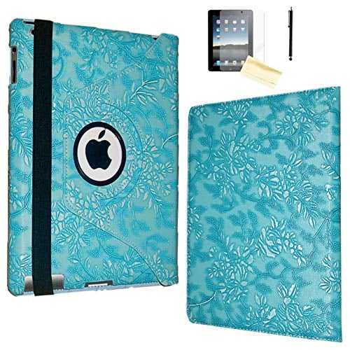 JYtrend Case for iPad Mini 5 (2019 Release), Rotating Stand Smart Magnetic Auto Wake Up/Sleep Cover for Model A2133 A2126 A2124 A2125 MUQX2LL/A MUU52LL/A MUQY2LL/A MUU62LL/A(Embossed Blue Flower)