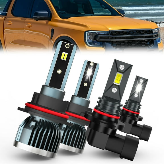 QIPEIZSP Compatible for Ford Ranger 2001-2011 Led Headlights 9007 & Fog Lights 9145 Bulbs 4 Pack