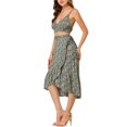 thumbnail image 4 of Allegra K Women's V Neck Spaghetti Strap Crop Top & Floral Ruffle Wrap Skirt Set, 4 of 6