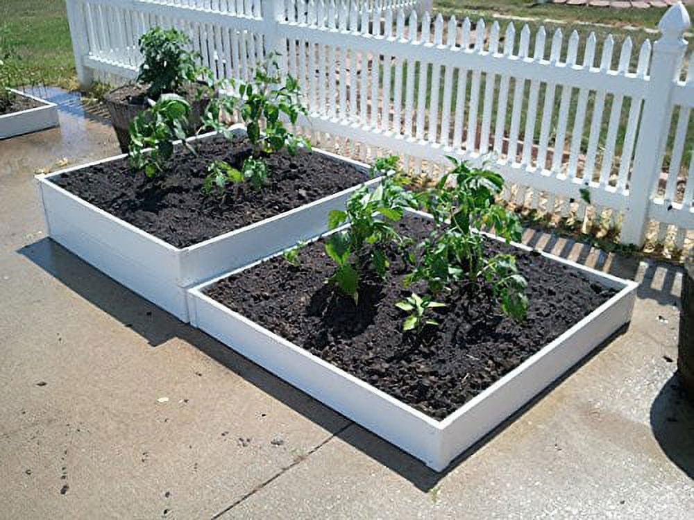 Handy Bed 48-inch x 48-inch x 6-inch White, Vinyl, Stackable Raised Garden Bed