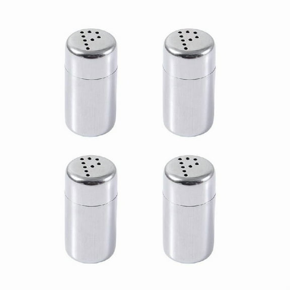 Ciwanning 4Pcs Travel Friendly Small Salts Shaker Set Stainless Steel Condiment Holders Container with Lid for Camping