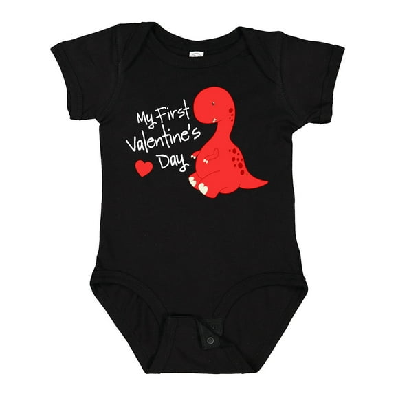 Inktastic My First Valentine's Day Red Dinosaur with a Heart Boys or Girls Baby Bodysuit