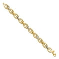 thumbnail image 2 of Auriga 14k Yellow Gold Rhodium Polished and Textured Fancy Link Bracelet 7.75inch for Women, 2 of 5