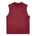 thumbnail image 2 of BXINGOHAI Mens Cotton Sleeveless Tank Tops Cut Off Muscle Gym T Shirts Running Beach Loose Fit Tees Wine,XL, 2 of 3